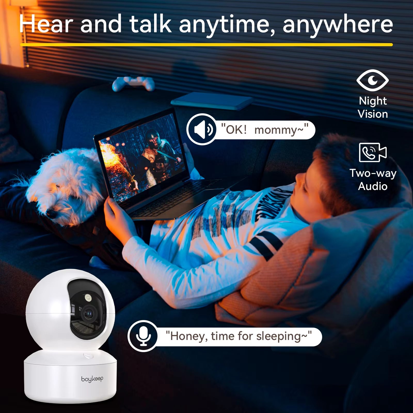 2K Pet Dog Camera with Phone App, 5G/2.4Ghz Wifi Indoor Security Baby Camera, 360° Pan & Tilt, 2-Way Audio, Night Vision