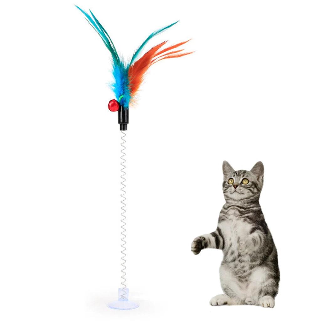 Cat Stick Feather Wand With Bell Mouse Cage Toys-KikiHomeCentre