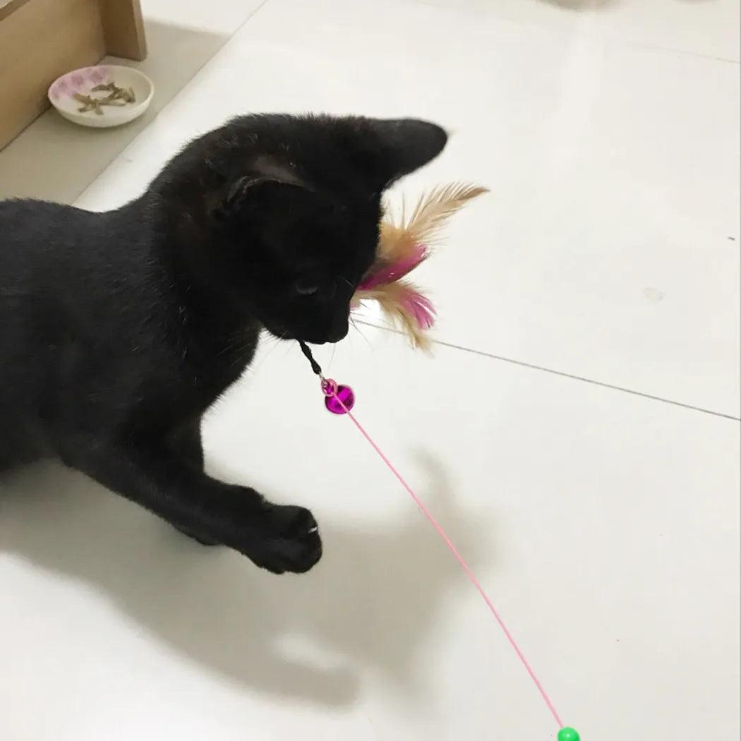 Cat Stick Feather Wand With Bell Mouse Cage Toys-KikiHomeCentre