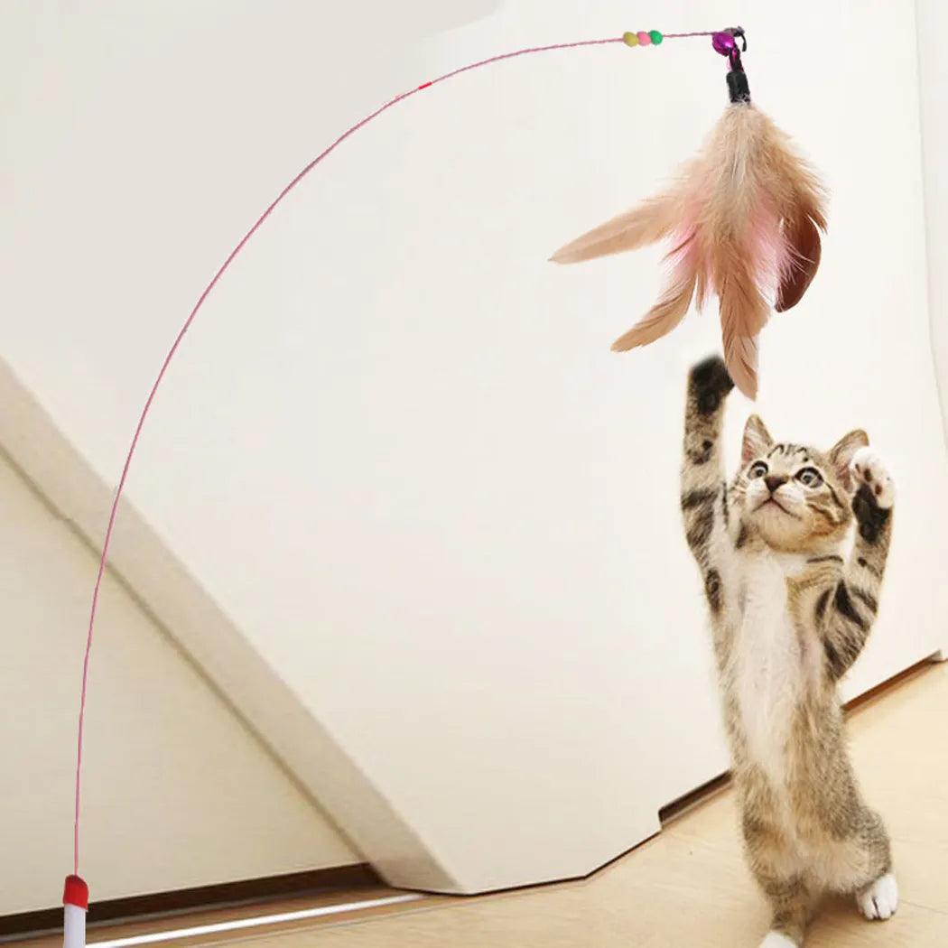 Cat Stick Feather Wand With Bell Mouse Cage Toys-KikiHomeCentre