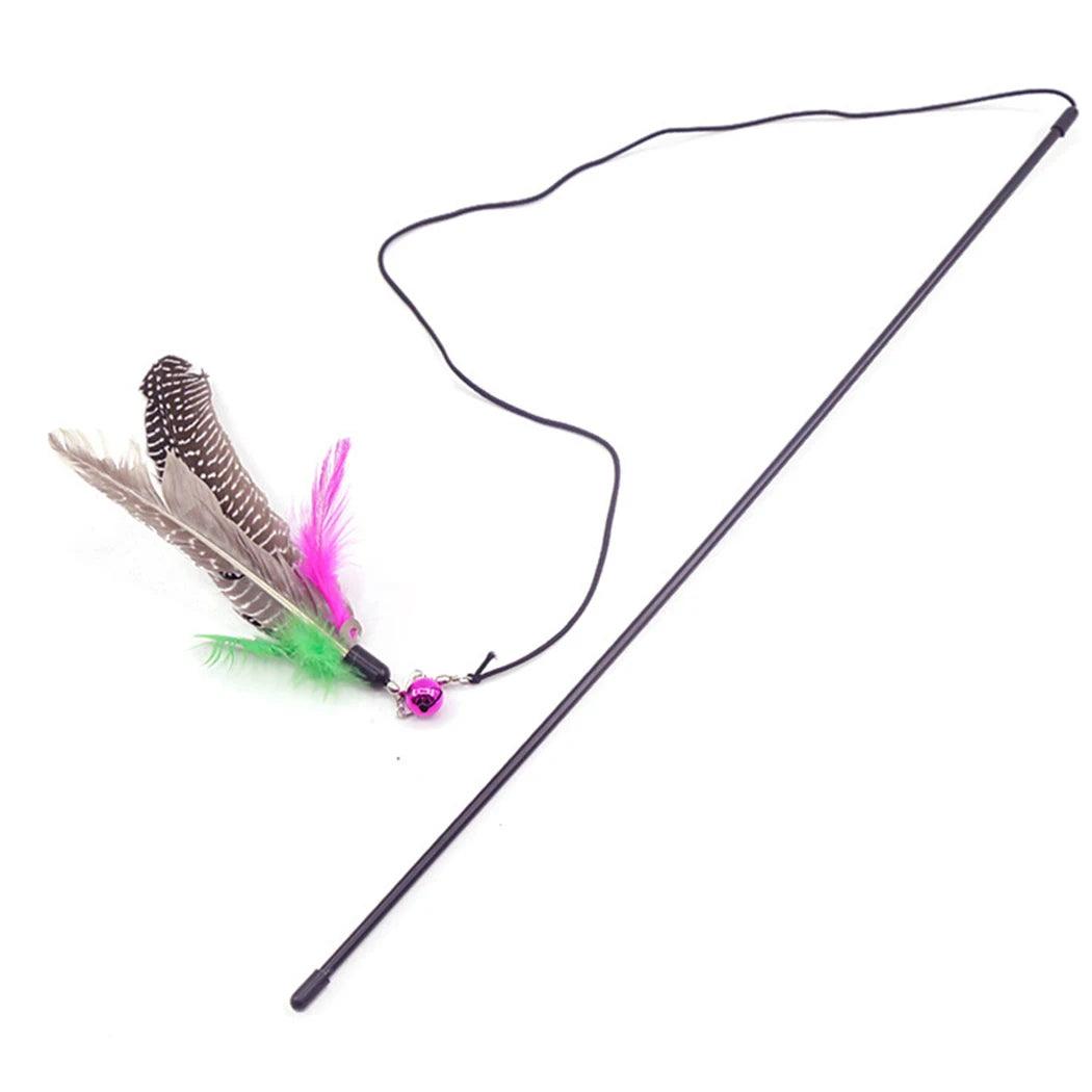 Cat Stick Feather Wand With Bell Mouse Cage Toys-KikiHomeCentre