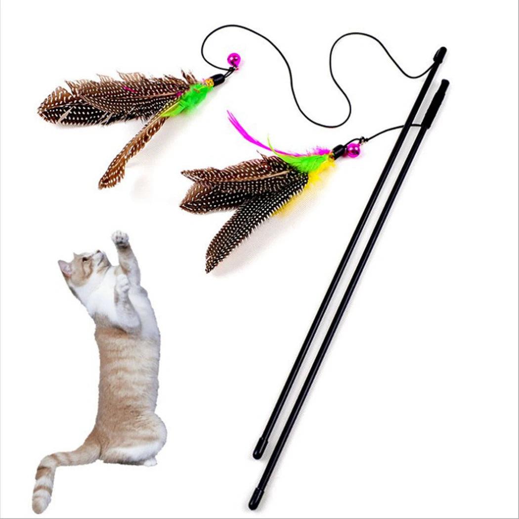 Cat Stick Feather Wand With Bell Mouse Cage Toys-KikiHomeCentre