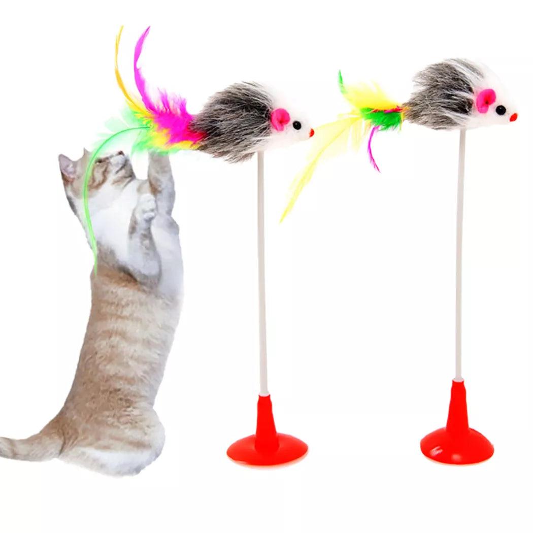 Cat Stick Feather Wand With Bell Mouse Cage Toys-KikiHomeCentre