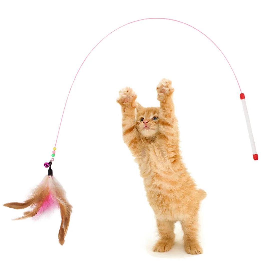 Cat Stick Feather Wand With Bell Mouse Cage Toys-KikiHomeCentre