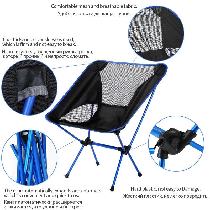 Detachable Portable Folding Moon Chair Outdoor Camping Chairs Beach Fishing Chair-KikiHomeCentre