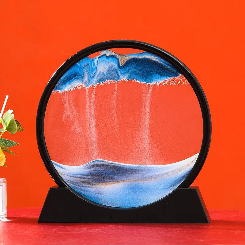 Home 3D Moving Sand Art Picture Round Glass-KikiHomeCentre