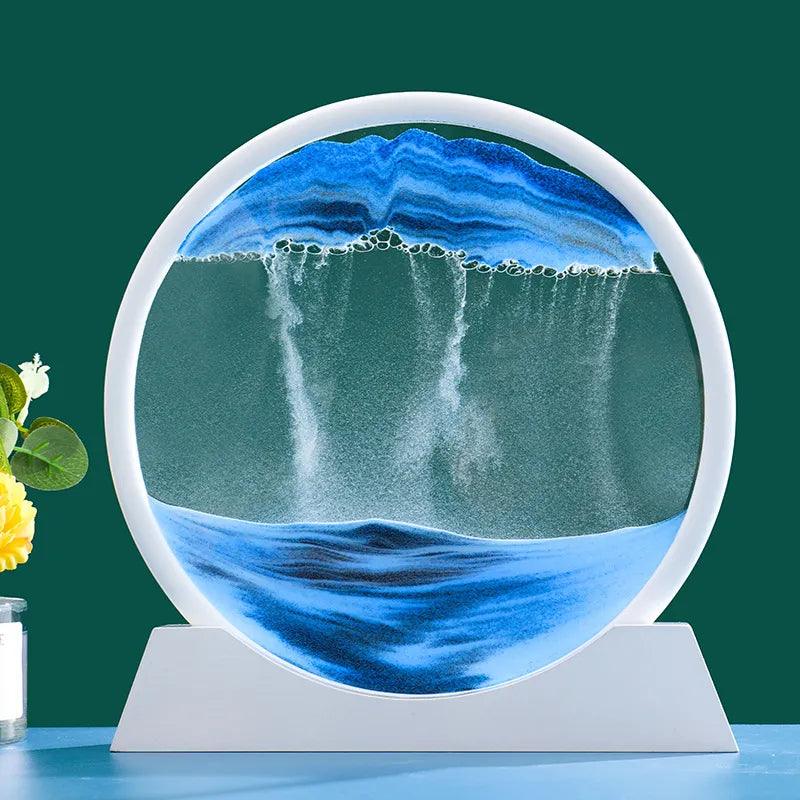 Home 3D Moving Sand Art Picture Round Glass-KikiHomeCentre