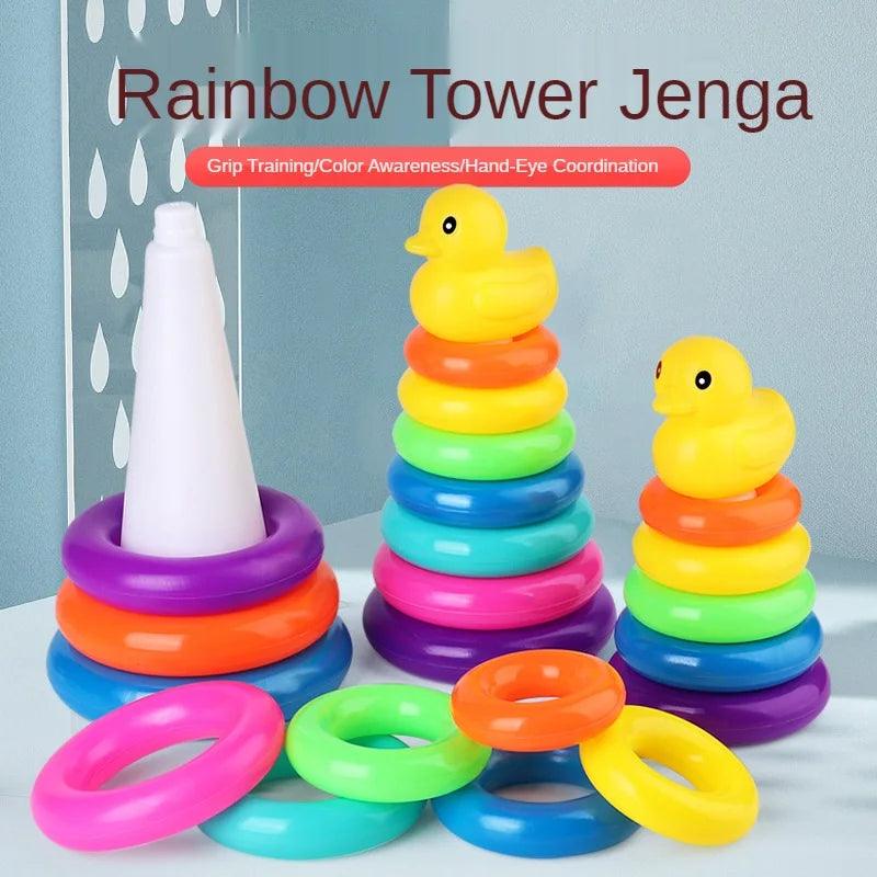 Baby Animal Rainbow Stacking Ring Tower Toys-KikiHomeCentre