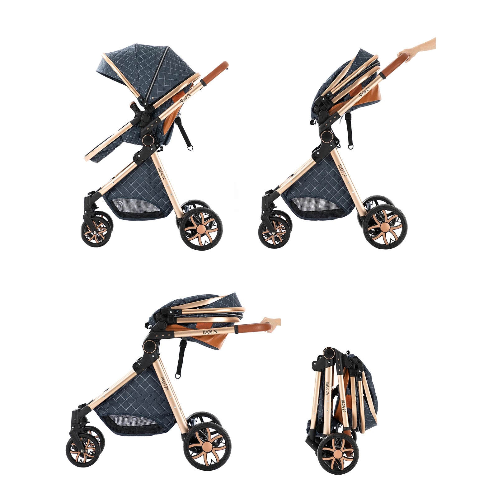 Luxury Baby Stroller 2 in 1 Foldable Stroller High landscape Newborn Baby