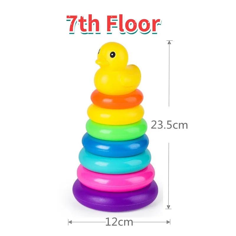 Baby Animal Rainbow Stacking Ring Tower Toys-KikiHomeCentre