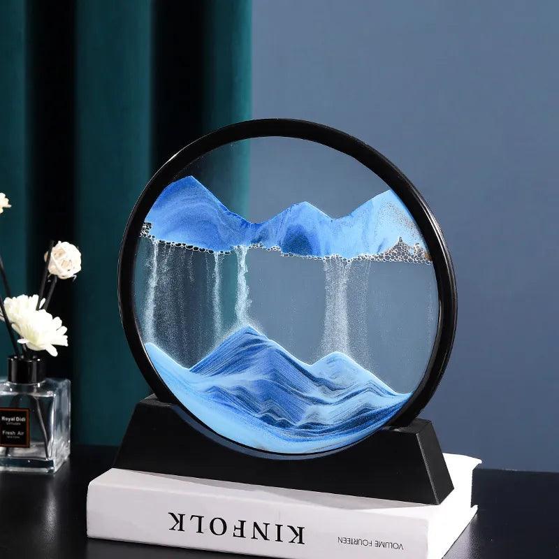 Home 3D Moving Sand Art Picture Round Glass-KikiHomeCentre