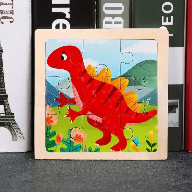 Kids Cartoon Animal Traffic Tangram Wood Puzzle Toys-KikiHomeCentre