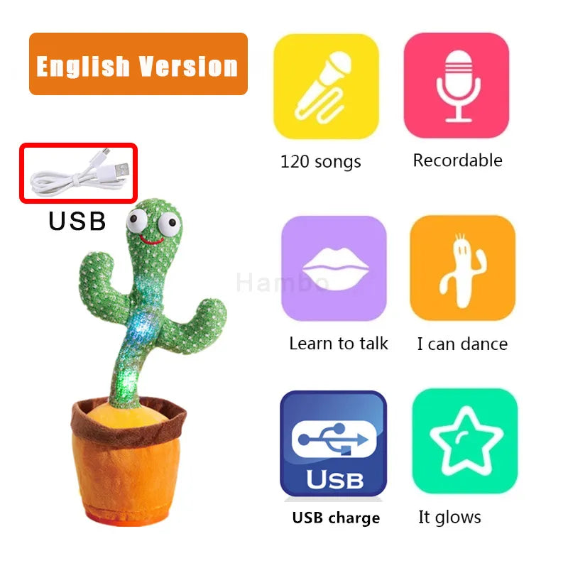 Rechargeable Dancer Cactus Glowing Baby Toy-KikiHomeCentre