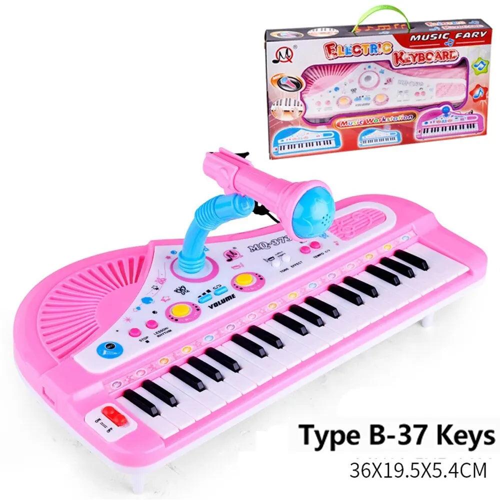 Kids Electronic Piano Keyboard Portable 61 / 37 Keys Organ with Microphone Education Toys Musical Instrument Gift for Child Begi-KikiHomeCentre