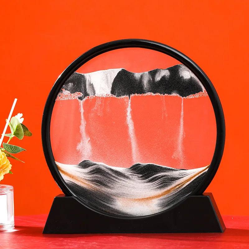 Home 3D Moving Sand Art Picture Round Glass-KikiHomeCentre