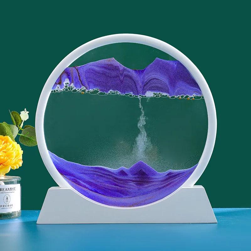 Home 3D Moving Sand Art Picture Round Glass-KikiHomeCentre