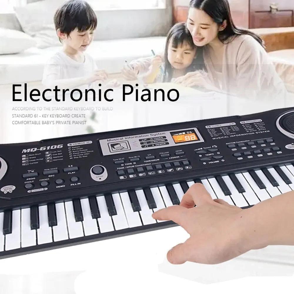 Kids Electronic Piano Keyboard Portable 61 / 37 Keys Organ with Microphone Education Toys Musical Instrument Gift for Child Begi-KikiHomeCentre