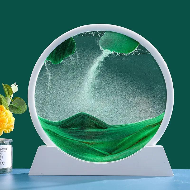 Home 3D Moving Sand Art Picture Round Glass-KikiHomeCentre