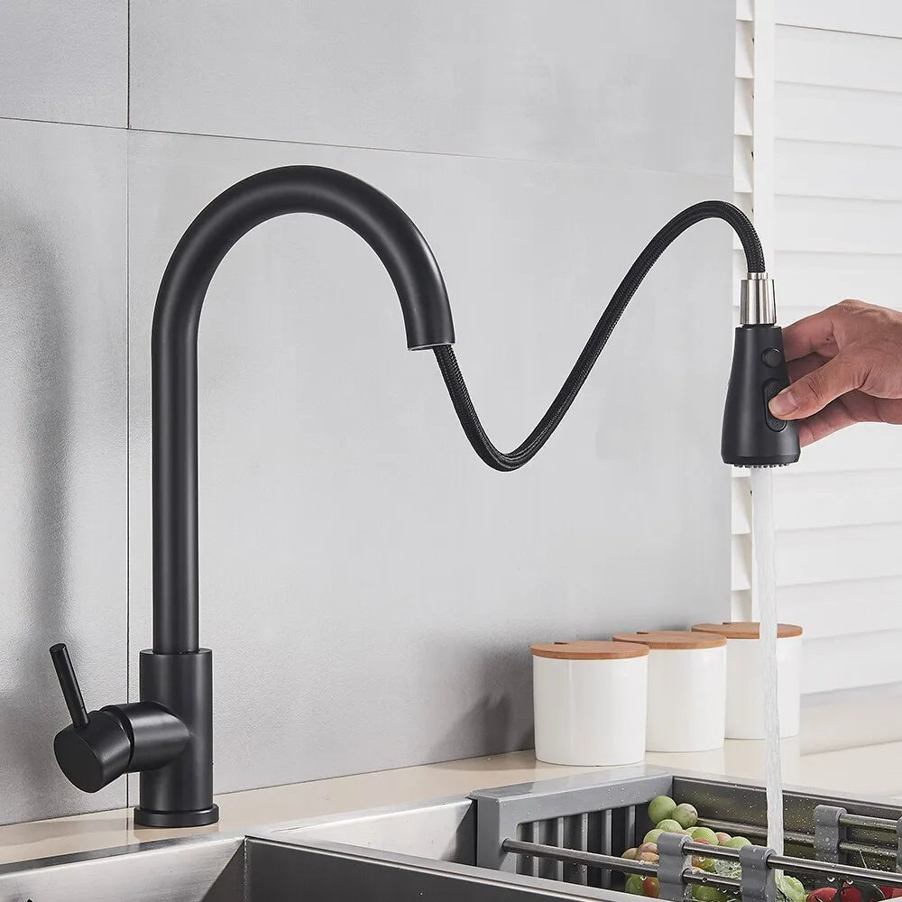 Flexible Pull-Out Kitchen Faucet-kitchen-KikiHomeCentre