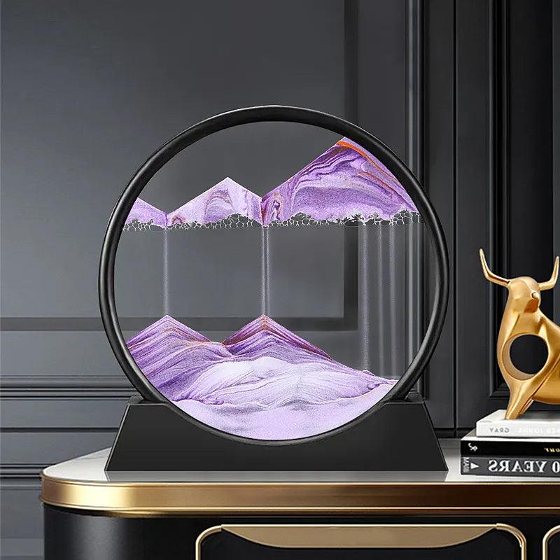 Home 3D Moving Sand Art Picture Round Glass-KikiHomeCentre