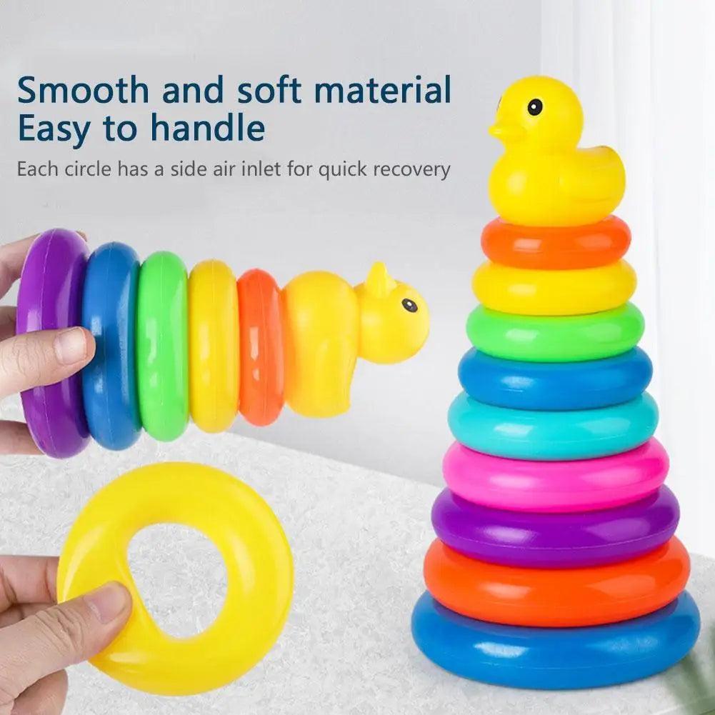 Baby Animal Rainbow Stacking Ring Tower Toys-KikiHomeCentre