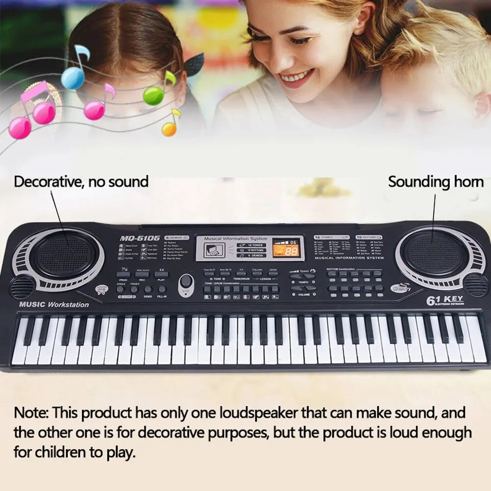 Kids Electronic Piano Keyboard Portable 61 / 37 Keys Organ with Microphone Education Toys Musical Instrument Gift for Child Begi-KikiHomeCentre