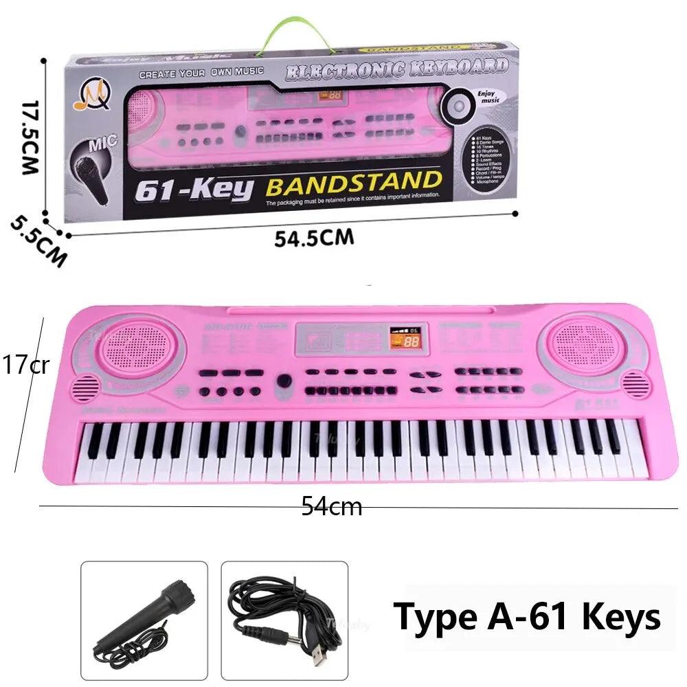 Kids Electronic Piano Keyboard Portable 61 / 37 Keys Organ with Microphone Education Toys Musical Instrument Gift for Child Begi-KikiHomeCentre