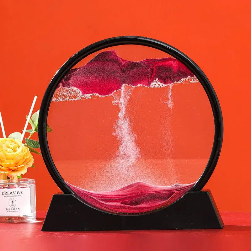 Home 3D Moving Sand Art Picture Round Glass-KikiHomeCentre