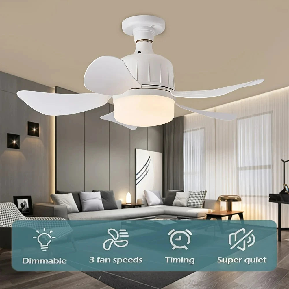 Socket Fan Light with Remote  Ceiling Fan with 3-Speeds, Cordless Light Socket Fan