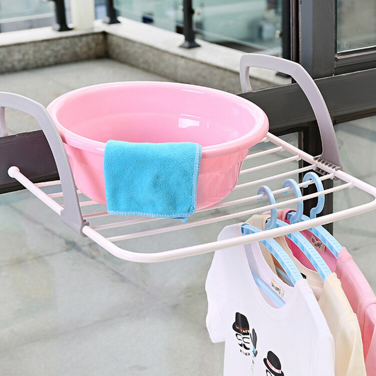 Foldable Drying Rack Folding Outdoor Pole Portable Clothes Punch Radiator Hanger Balcony-KikiHomeCentre