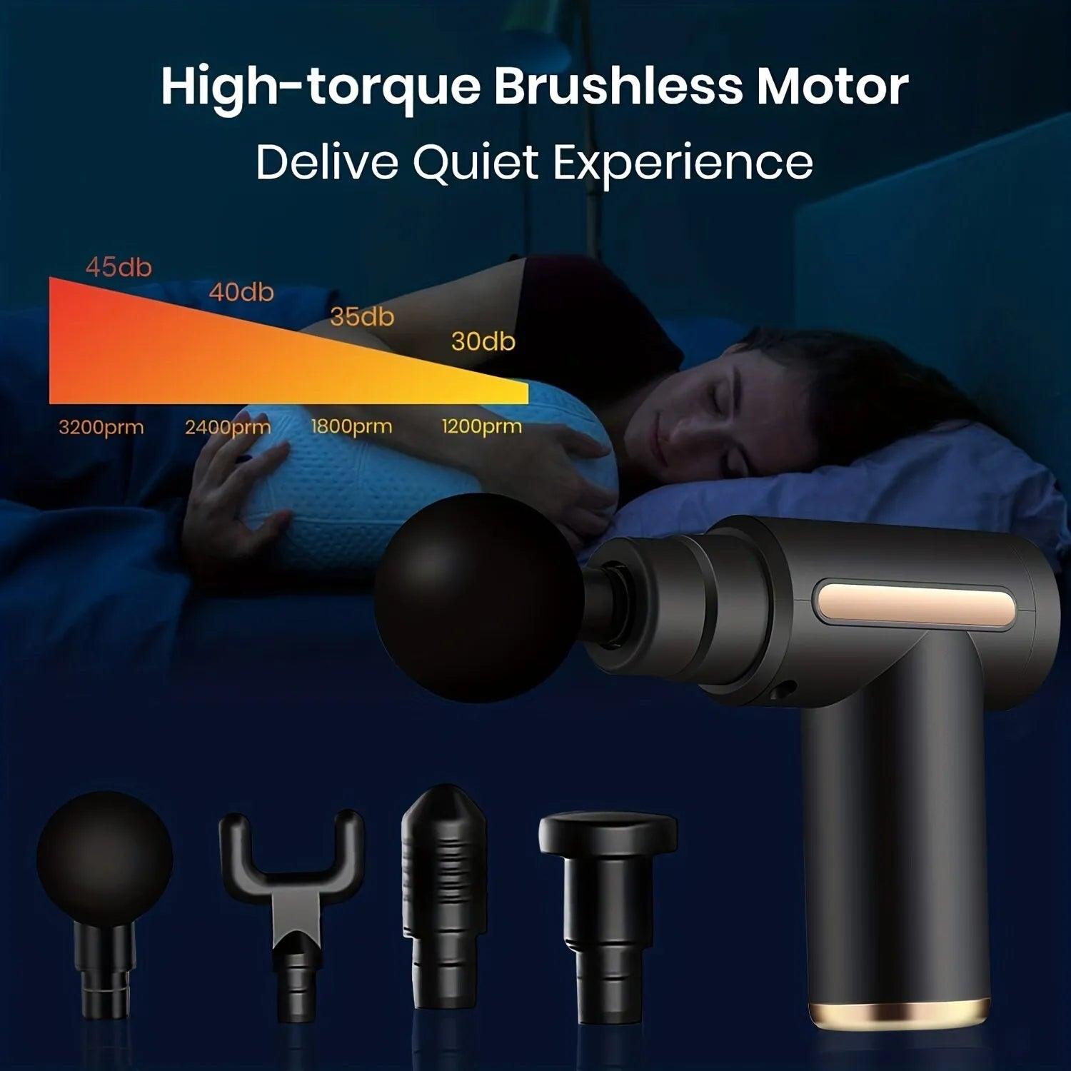 Portable Fascial Massage Gun Electric Percussion Pistol Massager Body Relaxation With LED Touch Screen 4Replaceable Massage Head-KikiHomeCentre