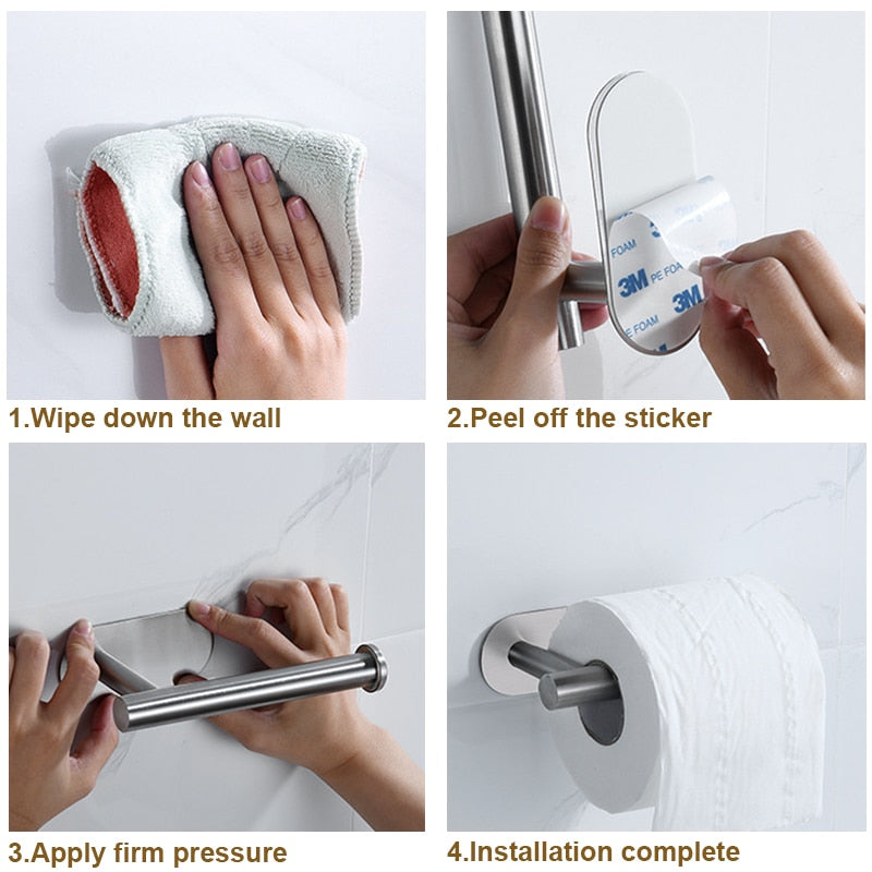 Stainless Steel Paper Towel Holder Adhesive-KikiHomeCentre