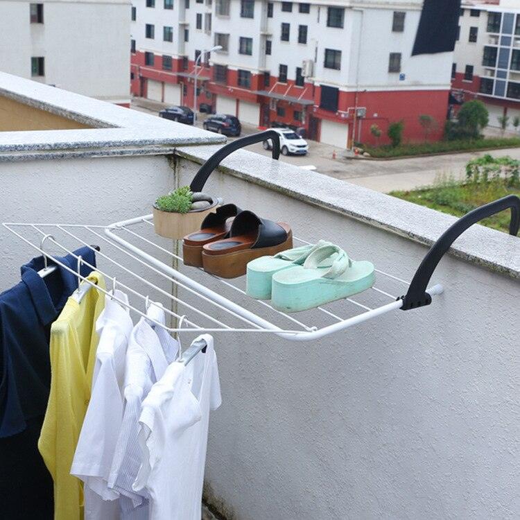 Foldable Drying Rack Folding Outdoor Pole Portable Clothes Punch Radiator Hanger Balcony-KikiHomeCentre