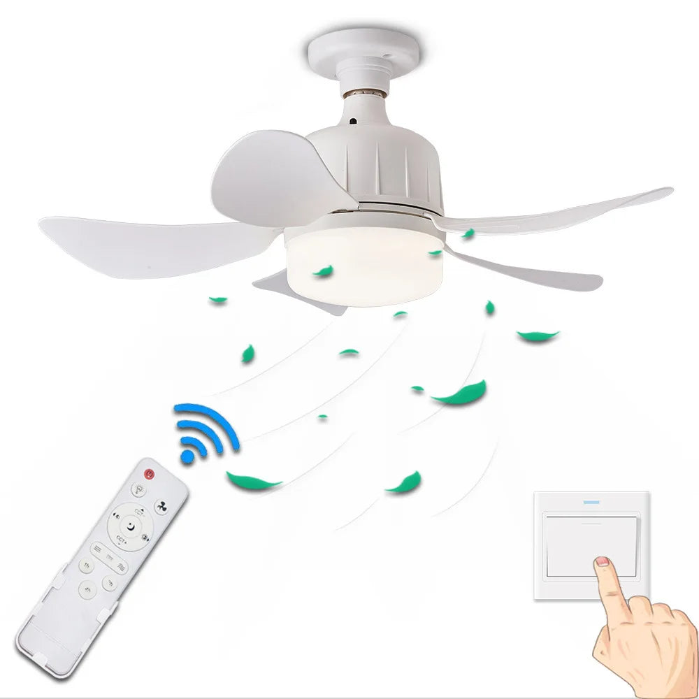 Socket Fan Light with Remote  Ceiling Fan with 3-Speeds, Cordless Light Socket Fan