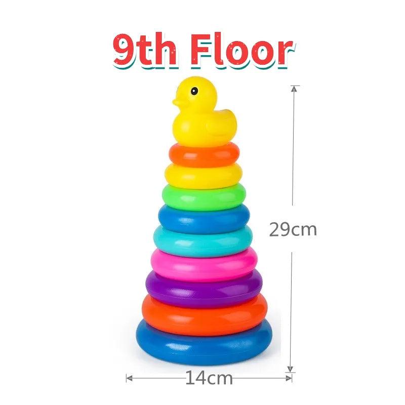 Baby Animal Rainbow Stacking Ring Tower Toys-KikiHomeCentre