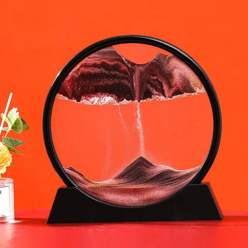 Home 3D Moving Sand Art Picture Round Glass-KikiHomeCentre