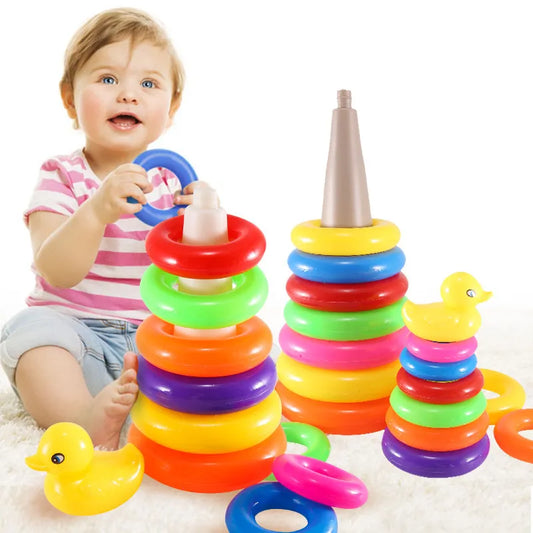 Baby Animal Rainbow Stacking Ring Tower Toys-KikiHomeCentre