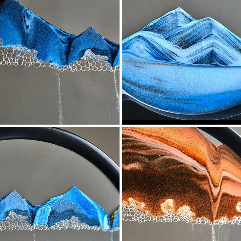 Home 3D Moving Sand Art Picture Round Glass-KikiHomeCentre