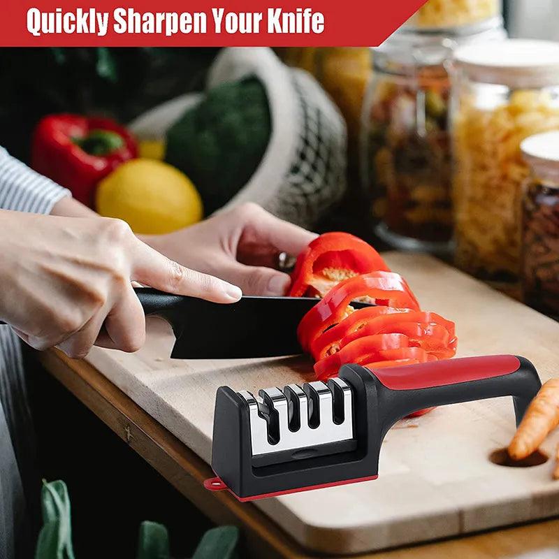 4-in-1 Stainless Steel Knife Sharpener-KikiHomeCentre