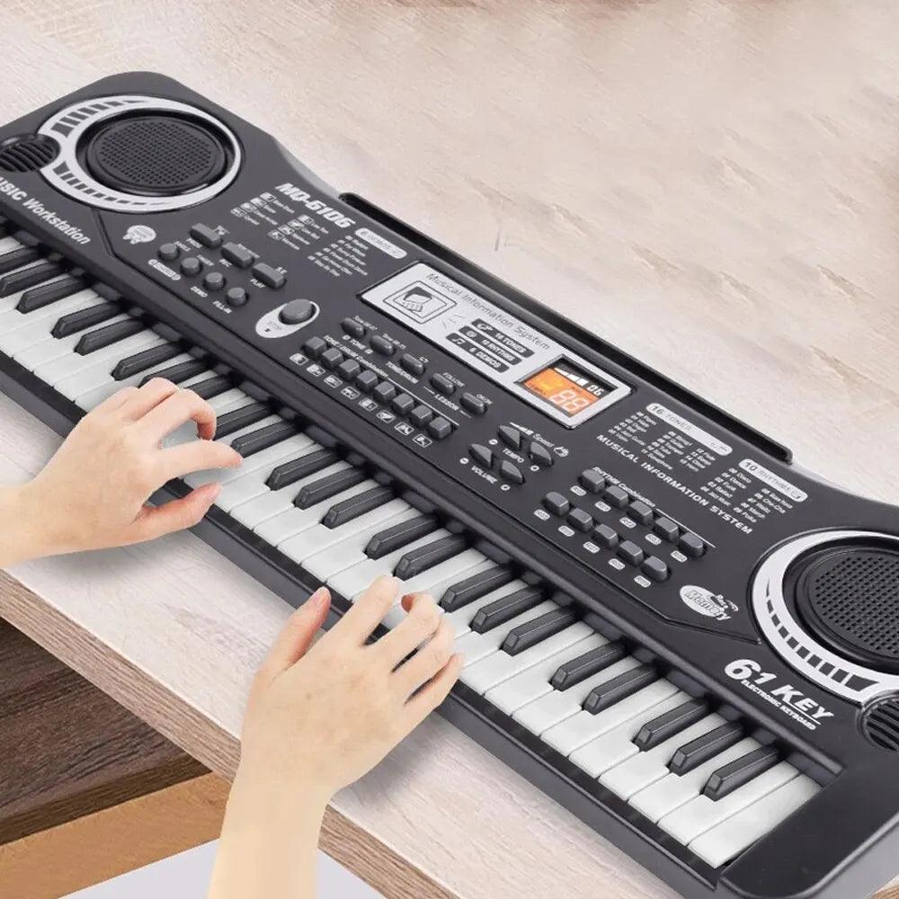 Kids Electronic Piano Keyboard Portable 61 / 37 Keys Organ with Microphone Education Toys Musical Instrument Gift for Child Begi-KikiHomeCentre