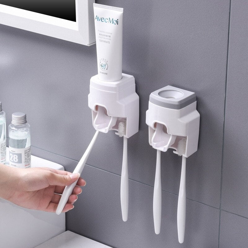 Automatic Toothpaste Dispenser Creative Wall Mount and Small Toothbrush Holder Toothpaste Squeezer-0-KikiHomeCentre