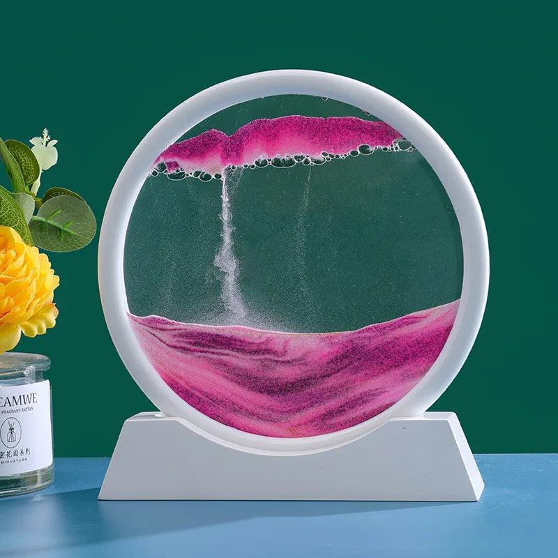 Home 3D Moving Sand Art Picture Round Glass-KikiHomeCentre