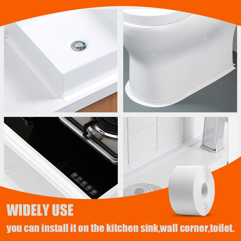 PVC Waterproof Wall Sticker Self Adhesive Sink Stove Crack Strip Kitchen Bathroom Bathtub Corner Sealant-0-KikiHomeCentre