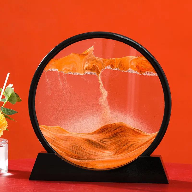 Home 3D Moving Sand Art Picture Round Glass-KikiHomeCentre