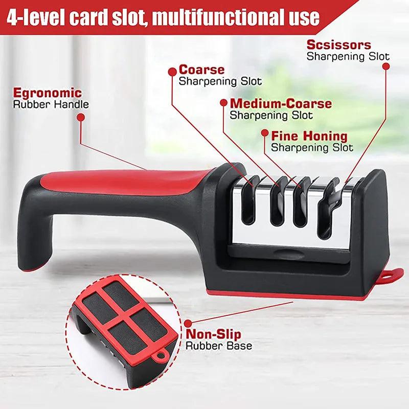 4-in-1 Stainless Steel Knife Sharpener-KikiHomeCentre