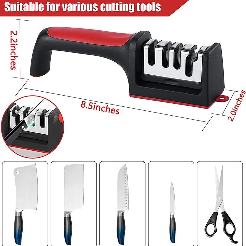 4-in-1 Stainless Steel Knife Sharpener-KikiHomeCentre