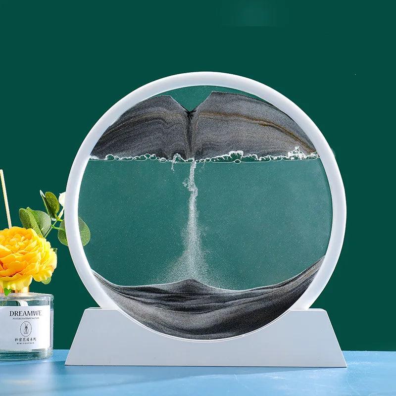 Home 3D Moving Sand Art Picture Round Glass-KikiHomeCentre