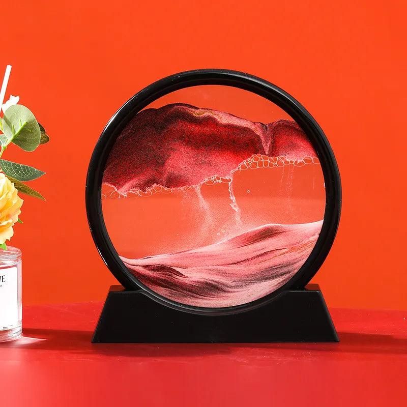 Home 3D Moving Sand Art Picture Round Glass-KikiHomeCentre