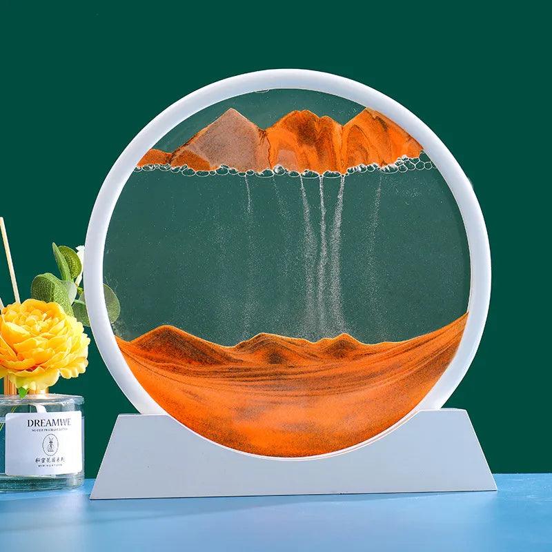 Home 3D Moving Sand Art Picture Round Glass-KikiHomeCentre