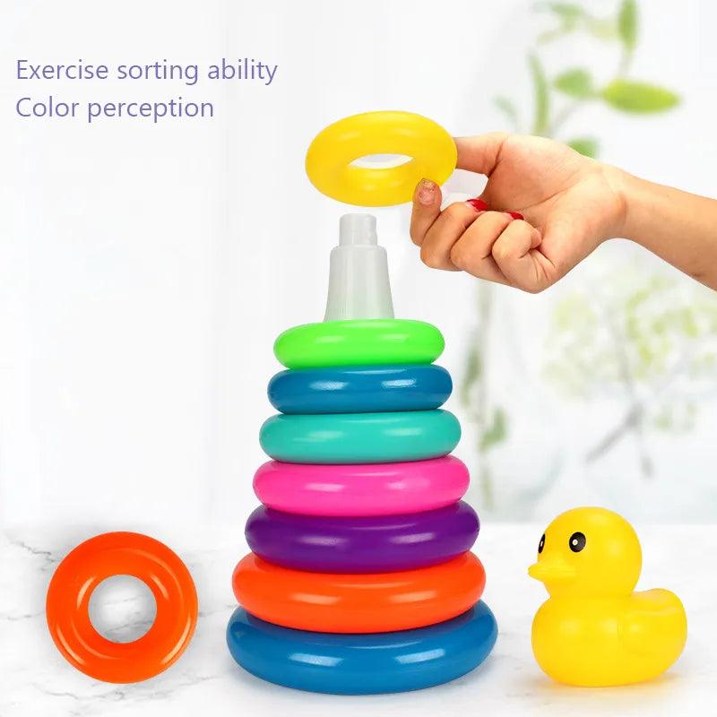 Baby Animal Rainbow Stacking Ring Tower Toys-KikiHomeCentre